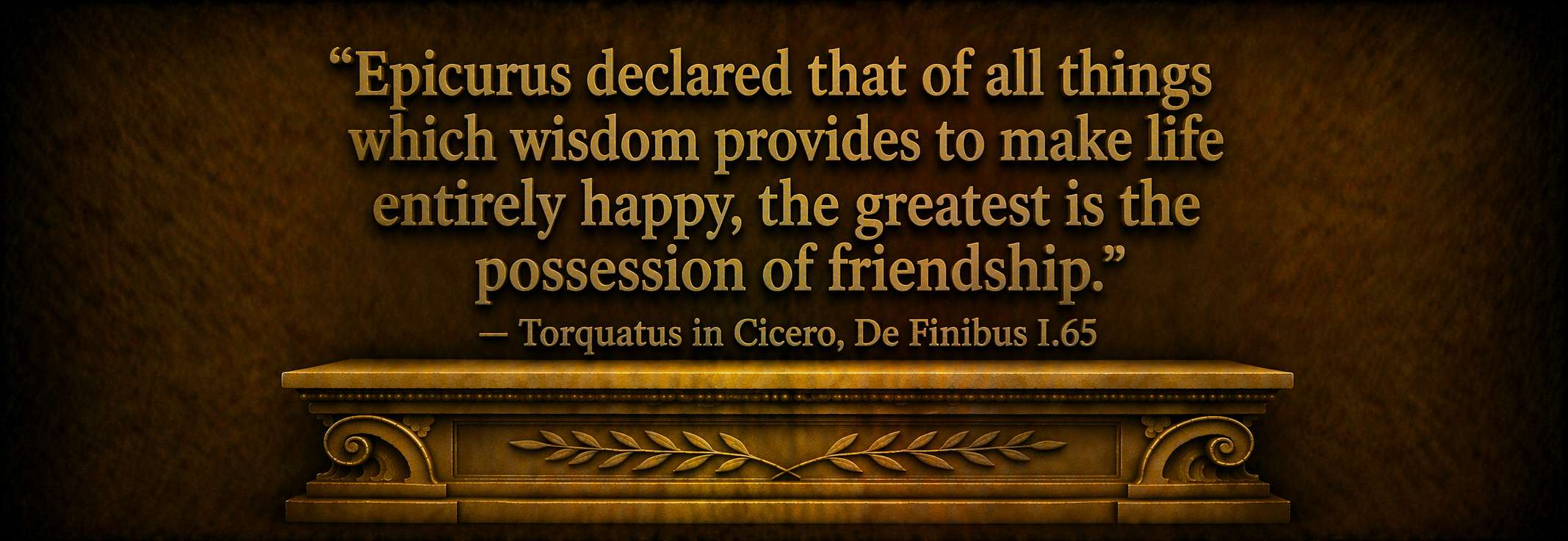 "Epicurus declared that of all things which wisdom provides to make life entirely happy, the greatest is the possession of friendship." -- Torquatus in Cicero, De Finibus I.65